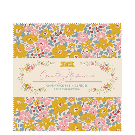 Tilda Charm Pack - 12.5cm x 12.5cm - Spring - 32 Pieces of Fabric