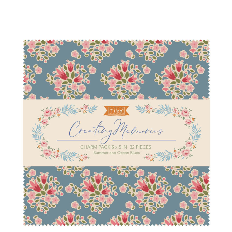 Tilda Charm Pack - 12.5cm x 12.5cm - Summer - 32 Pieces of Fabric