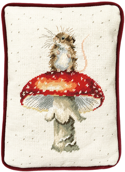 'He's a Fun-gi' - Mouse on Toadstool Cushion Tapestry Kit from Bothy Threads THD74