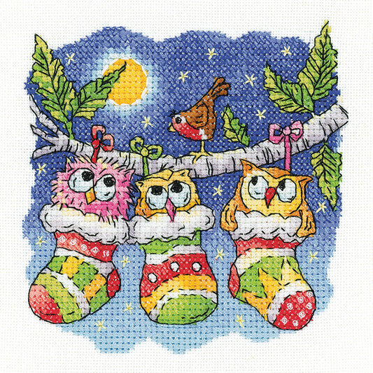 A Christmas Hoot - Counted Cross Stitch Owls