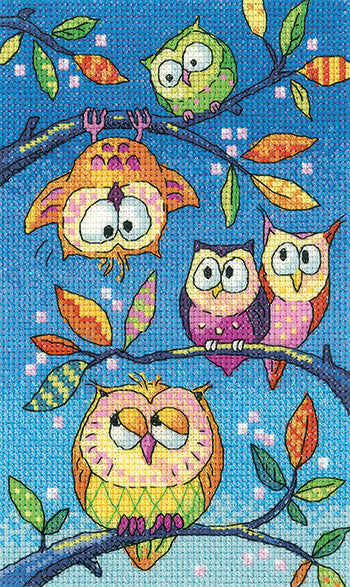 Hanging Around - Owls Counted Cross Stitch