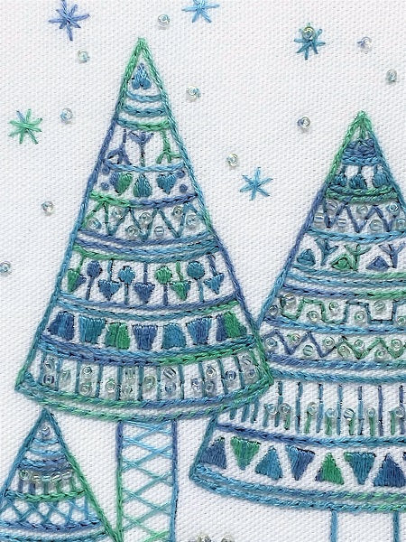 Christmas Trees Embroidery Kit - in Two Stitch Steps