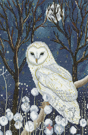 Barn Owl Evening Spirit Guide - Counted Cross Stitch Embroidery Owl