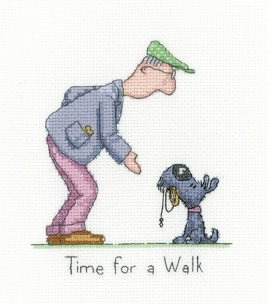 Doggy Time for a Walk - Counted Cross Stitch Embroidery