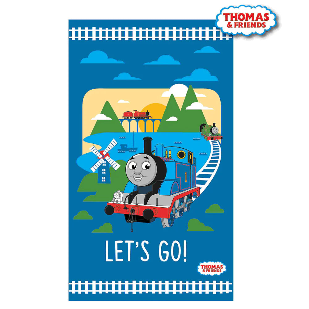 Thomas The Tank Engine Blue Quilt Fabric Panel