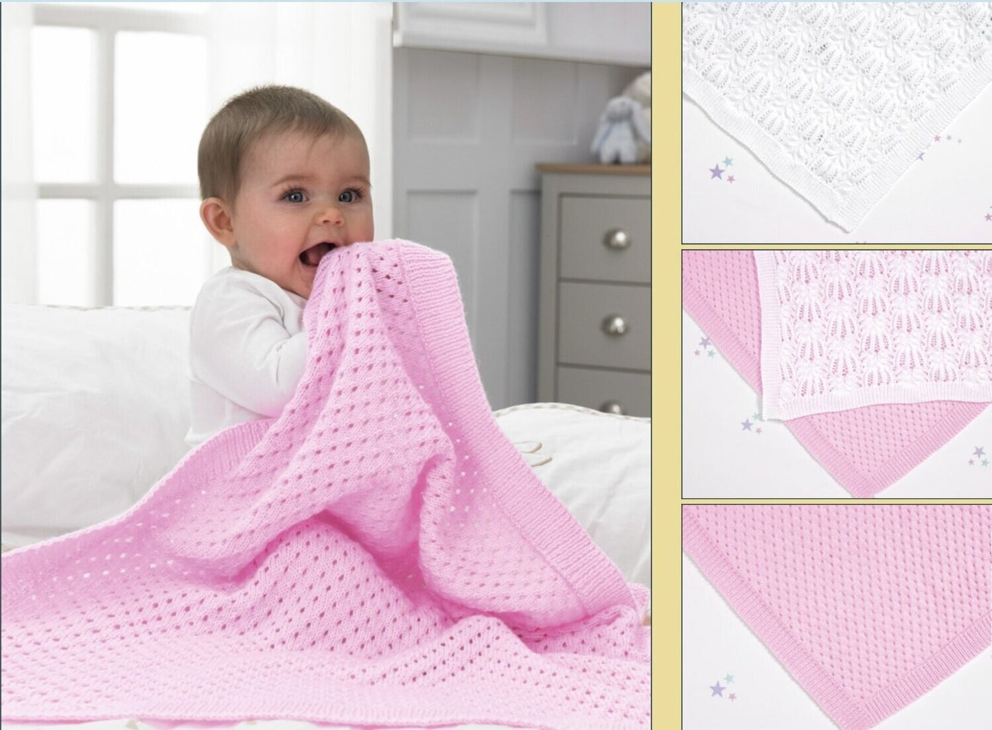 Baby Blanket 4 Ply Knitting Pattern - Peter Pan PP029