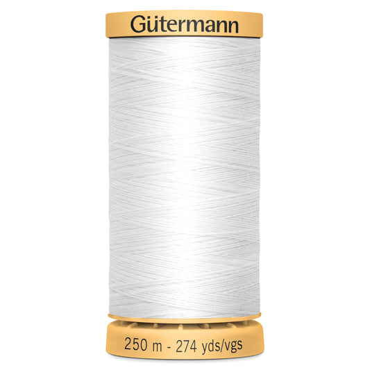 Gutermann Natural Cotton Thread: 250m - Colour 5709 White