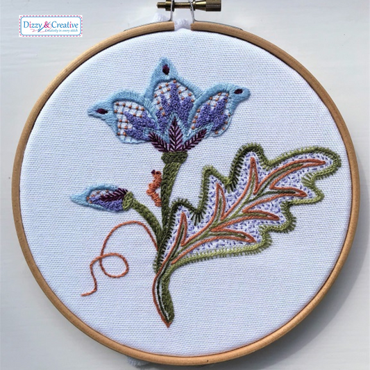 Flower with Caterpillar - Crewel Embroidery Kit