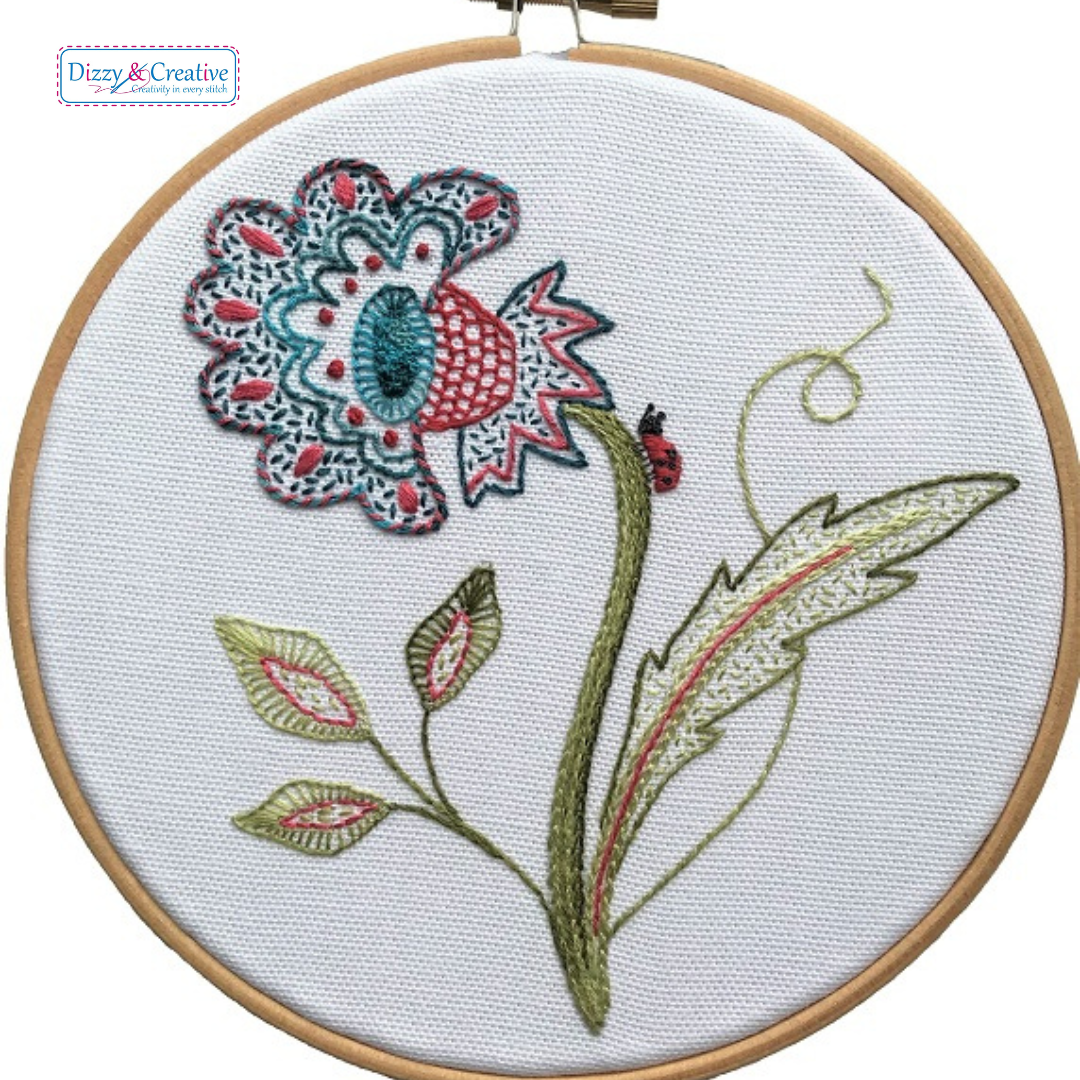 Flower with Ladybird Crewel Embroidery Kit