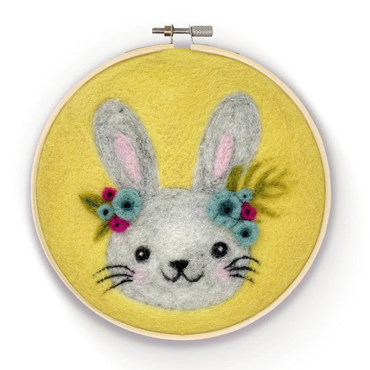 Floral Bunny in a Hoop - Needle Felting Kit