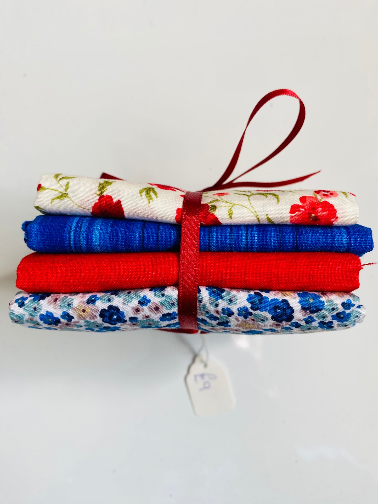 Fabric Fat Quarter Bundle - Blues and Reds - 100% Cotton