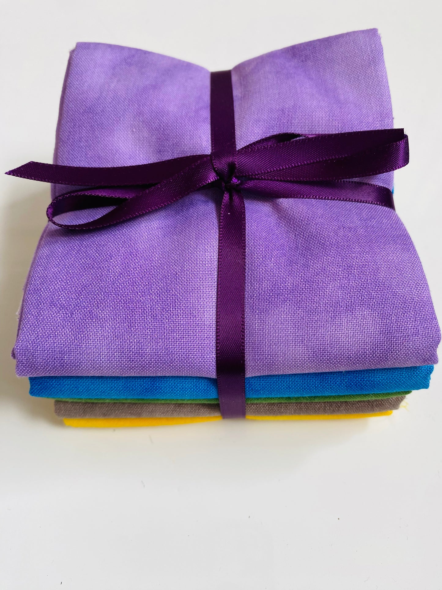 Fabric Fat Quarter Bundle - Purple/ Blue/ Green/ Grey / Yellow - 100% Cotton
