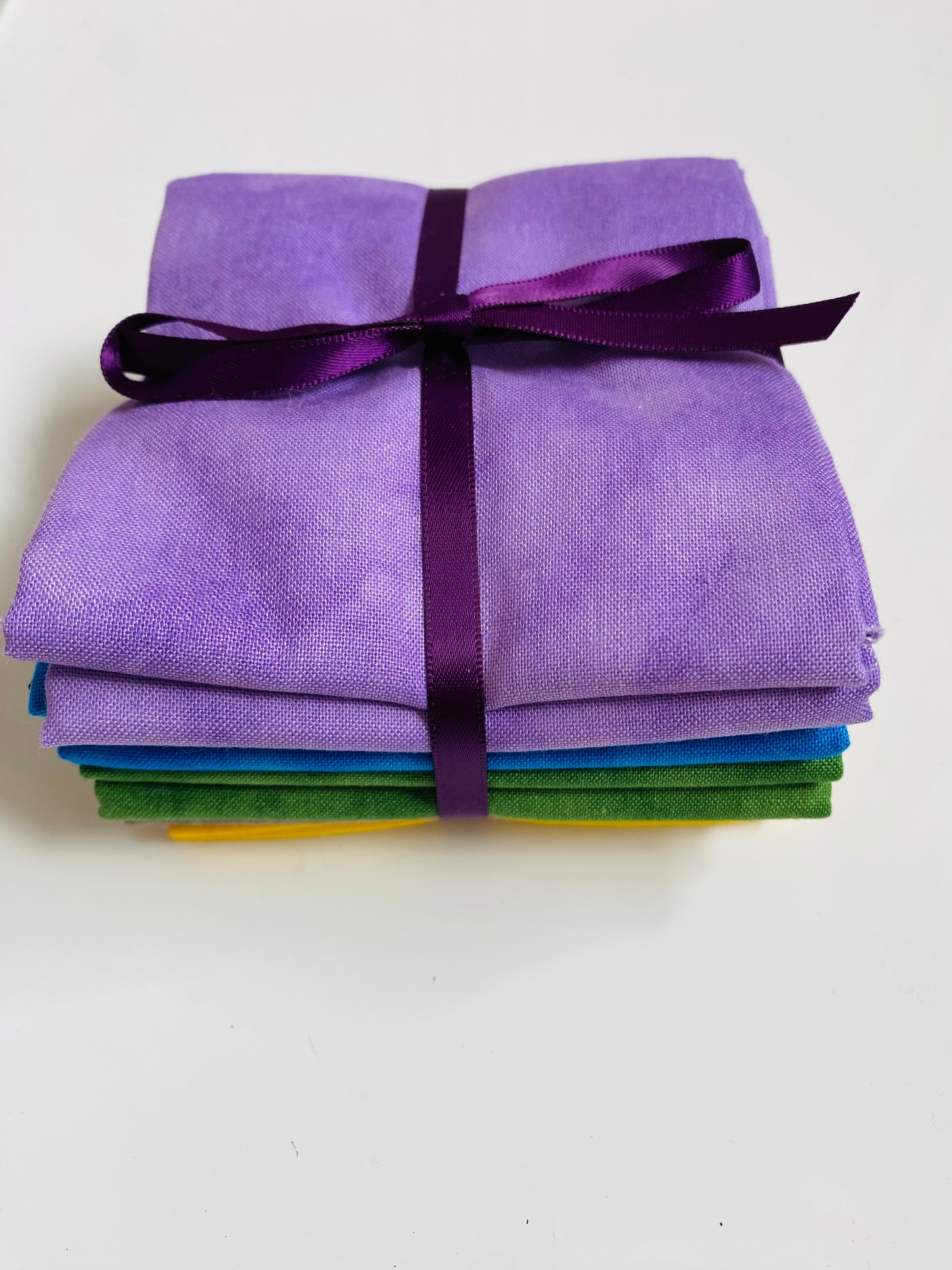 Fabric Fat Quarter Bundle - Purple/ Blue/ Green/ Grey / Yellow - 100% Cotton