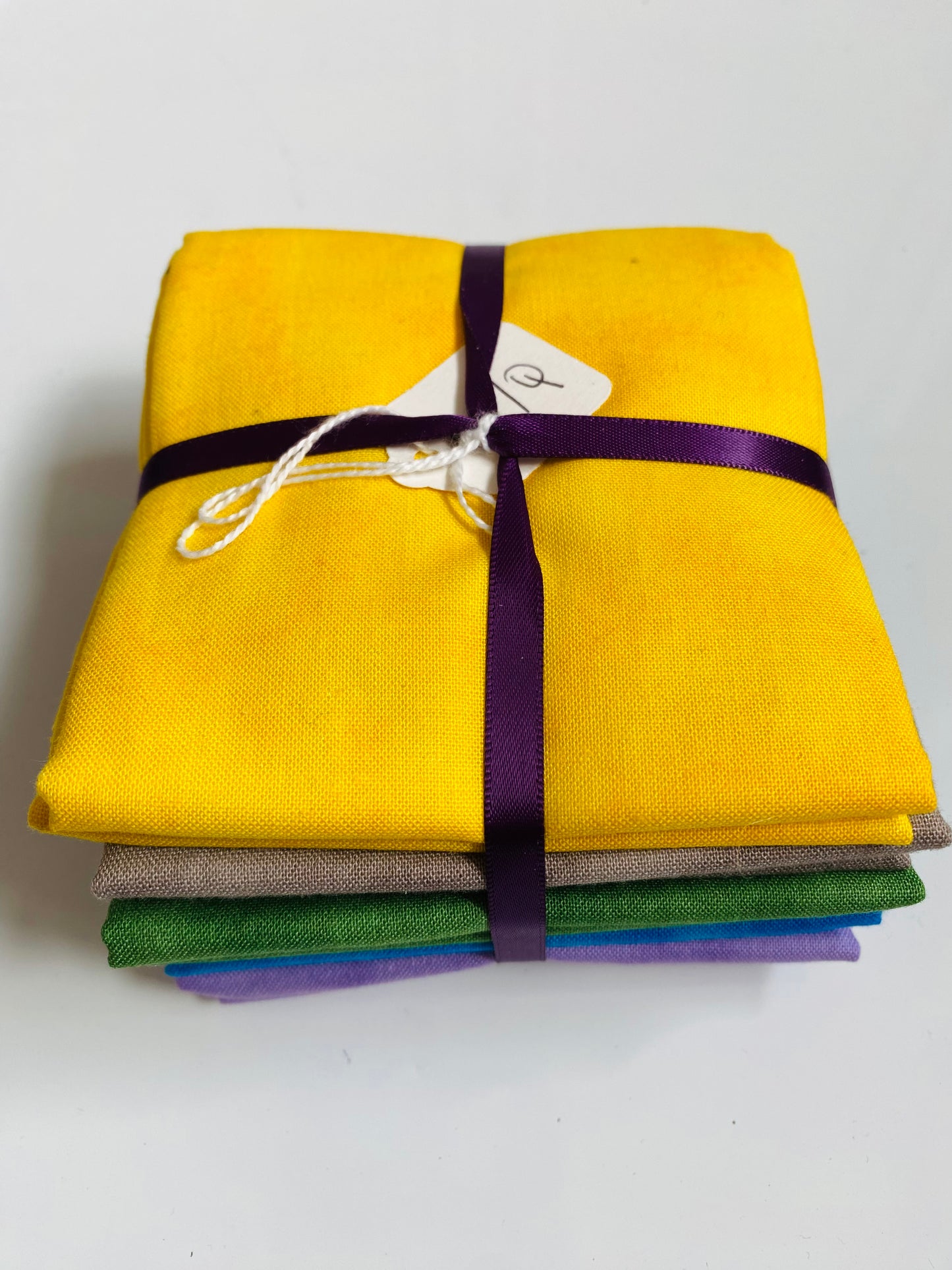 Fabric Fat Quarter Bundle - Purple/ Blue/ Green/ Grey / Yellow - 100% Cotton