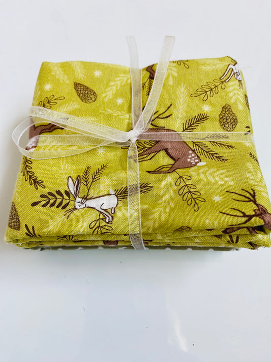 Fabric Fat Quarter Bundle - 'Greens' - 100% Cotton