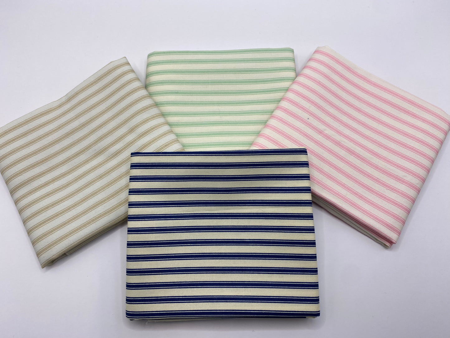 Striped Fabric Fat Quarter Bundle -  Four Stripe Fabric Pieces of Varying Colour