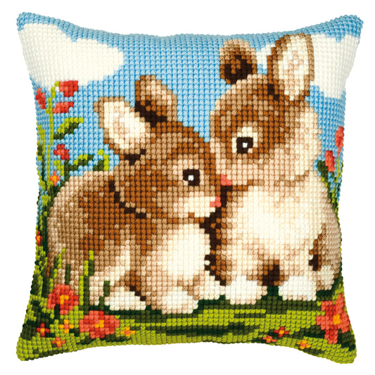 Bunny Rabbits Large Holed Cross Stitch Cushion Kit by Vervaco
