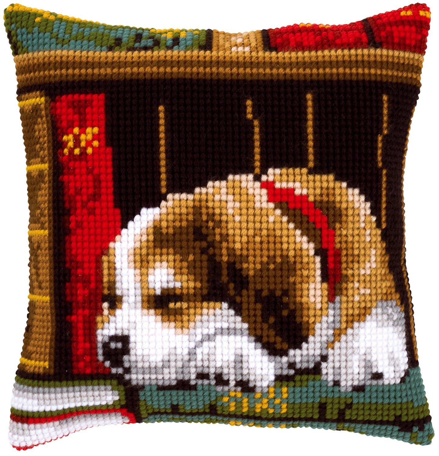Sleepy Dog Large Holed Cross Stitch Cushion Kit by Vervaco