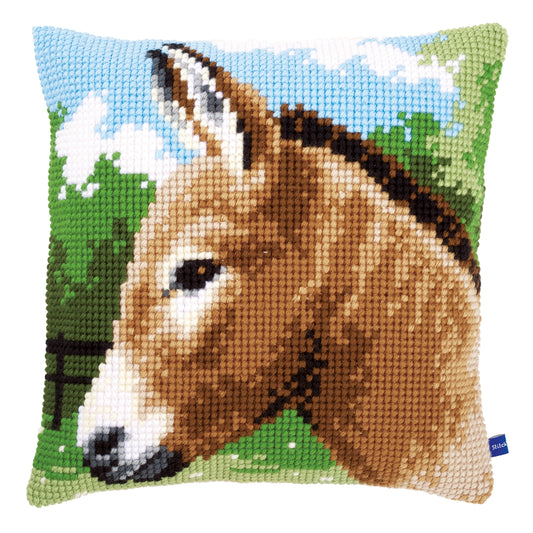 Donkey Large Holed Cross Stitch Cushion Kit by Vervaco