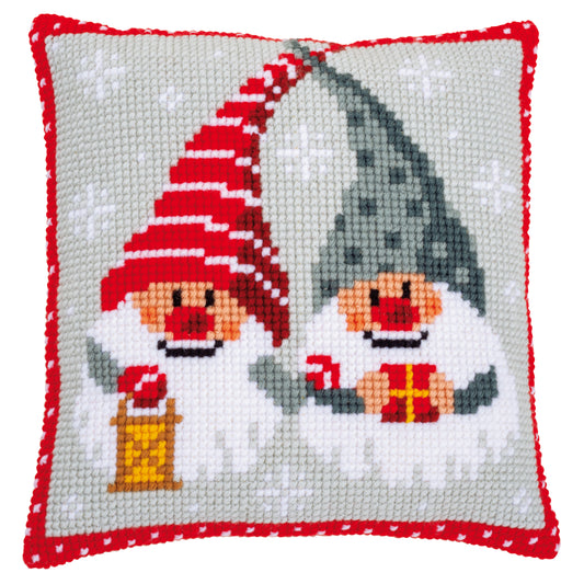 Christmas Elf Gonks Large Holed Cross Stitch Cushion Kit by Vervaco ***SALE***