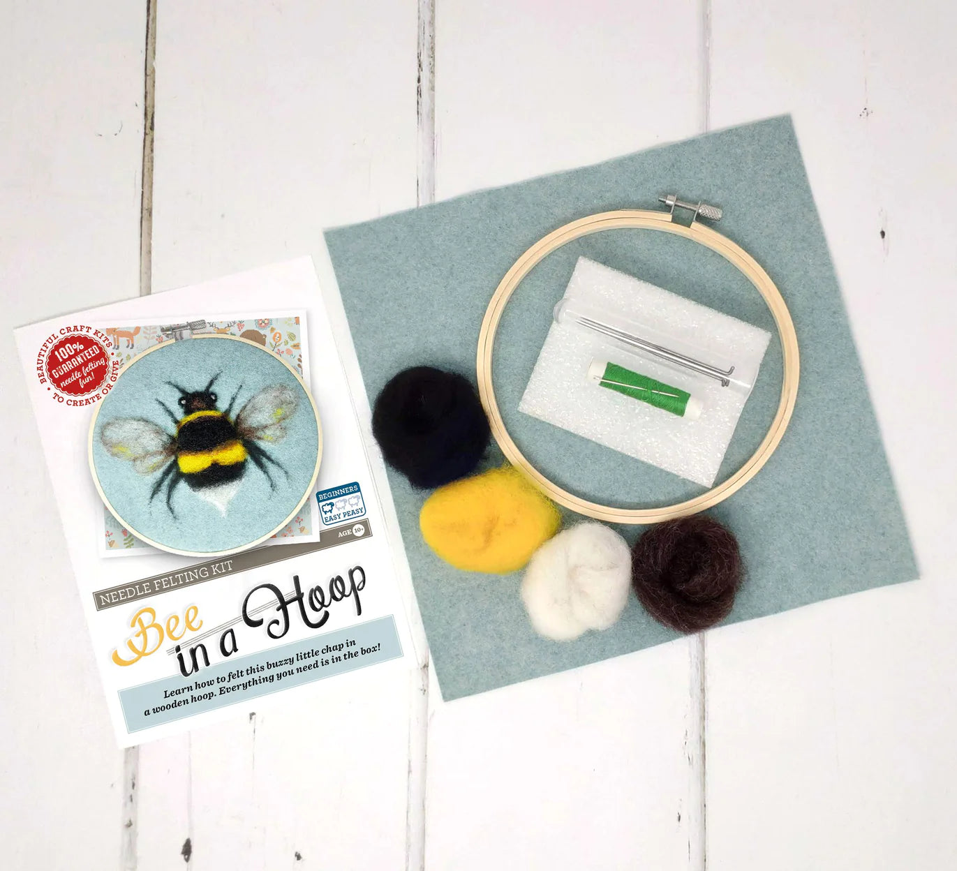 Honey Bee in a Hoop - Needle Felting Kit - Lovely Summer Project