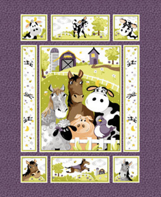 Barnyard Buddies - Children's Fabric Cot Panel / Quilt Panel