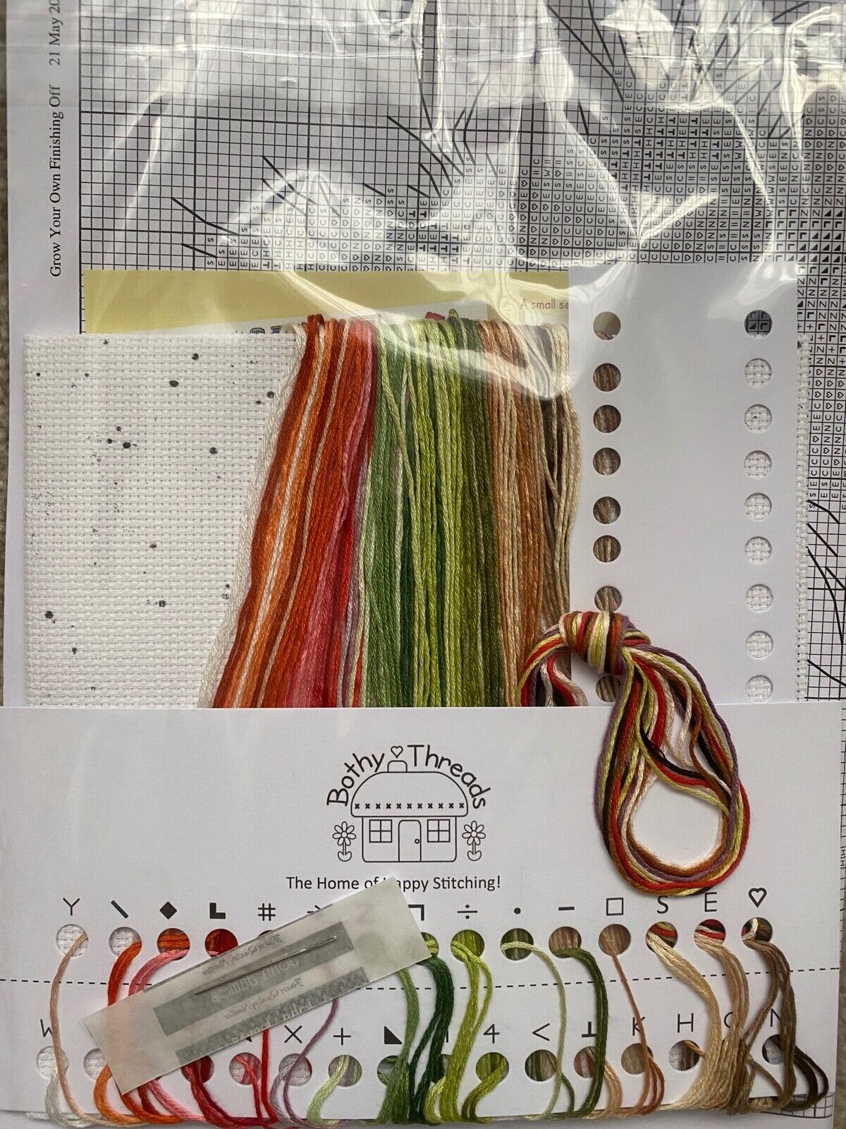 Rabbit Cross Stitch Kit - Cute Fluffy Bunny Spring Vegetable Scene
