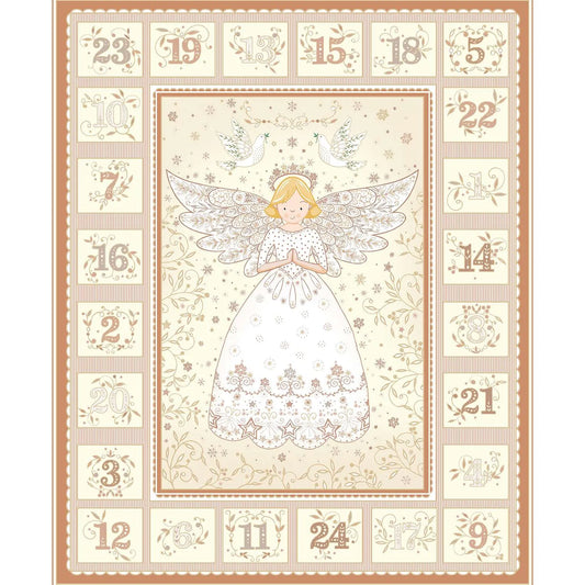 Christmas Angel Advent Calendar ALL YOU NEED Fabric Panel Pack - Cream / Gold