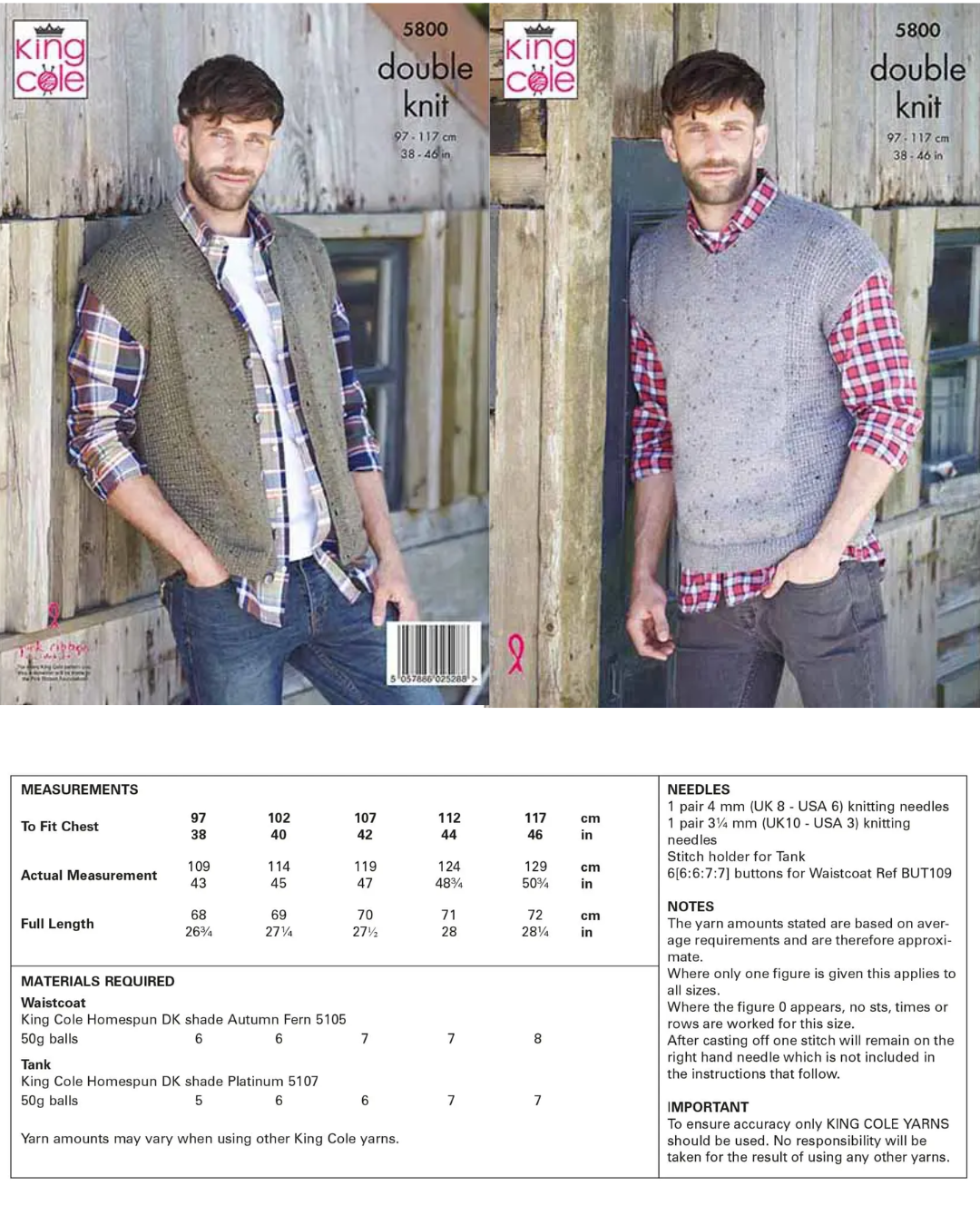 Knitting & Crochet Patterns - Men (Below Is a Very Small Selection of Patterns Available in the Shop)