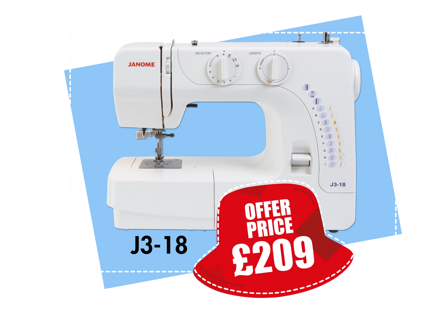 Janome Model J3-18 - Beginners Sewing Machine *** Save £10 ***