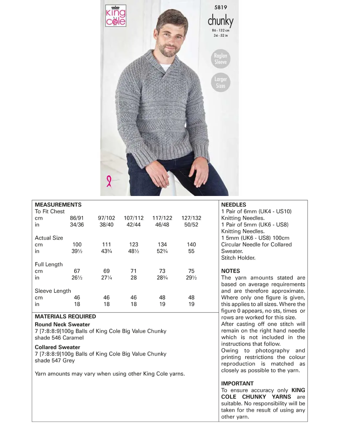 Knitting & Crochet Patterns - Men (Below Is a Very Small Selection of Patterns Available in the Shop)