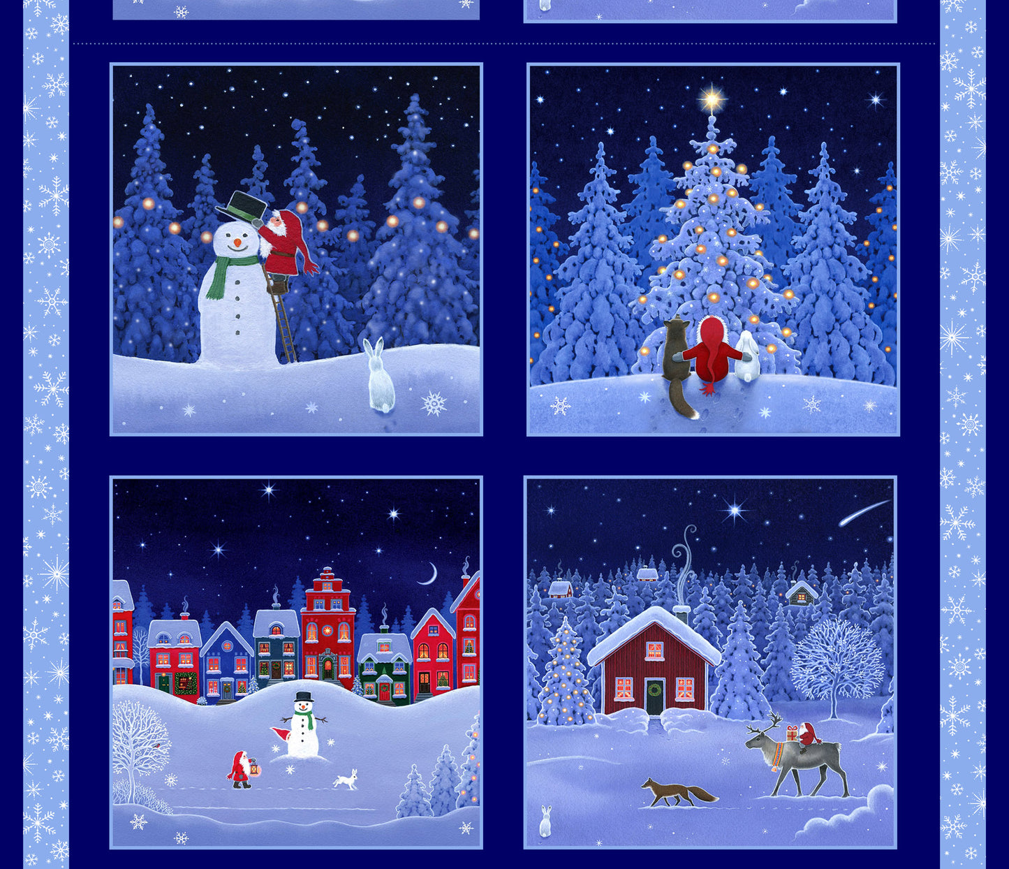 Christmas Cushion Panels Fabric Panel - Tomtens Forest Friends