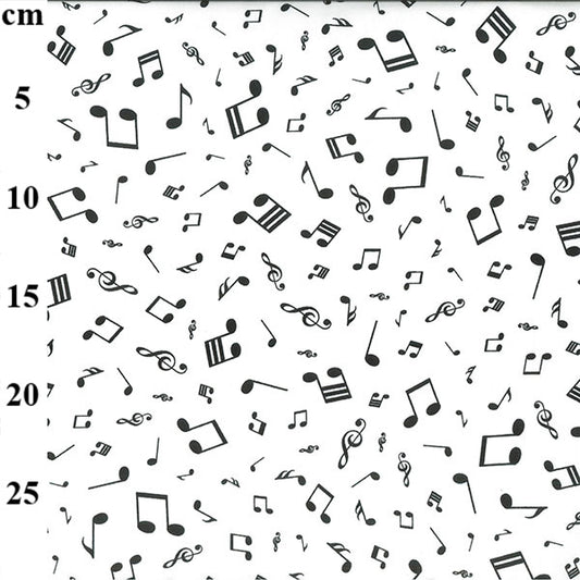 Musical Notes in Ivory 100% Cotton Poplin Fabric - by Rose & Hubble - Sold by the Half Metre