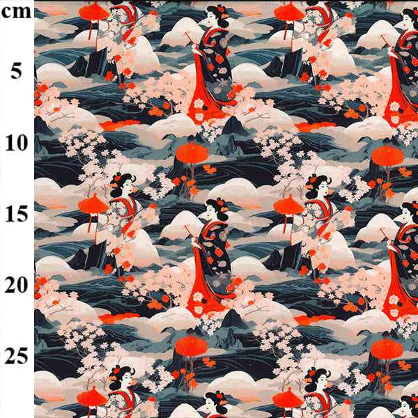 Japanese Collection 100% Cotton Poplin Fabric - by Rose & Hubble - Sold by the Half Metre