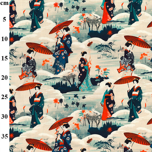 Japanese Collection 100% Cotton Poplin Fabric - by Rose & Hubble - Sold by the Half Metre