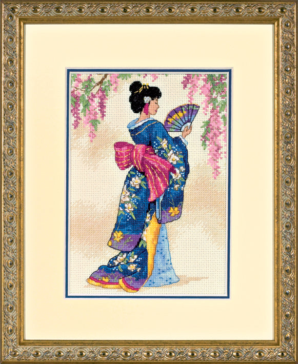 Elegant Geisha Counted Cross Stitch Kit - Gold Collection from Dimensions