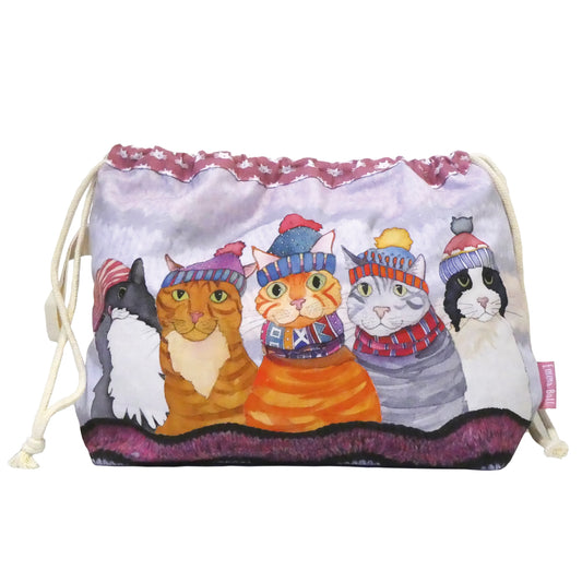 Cats in Hats Drawstring Bag - Designed by Emma Ball