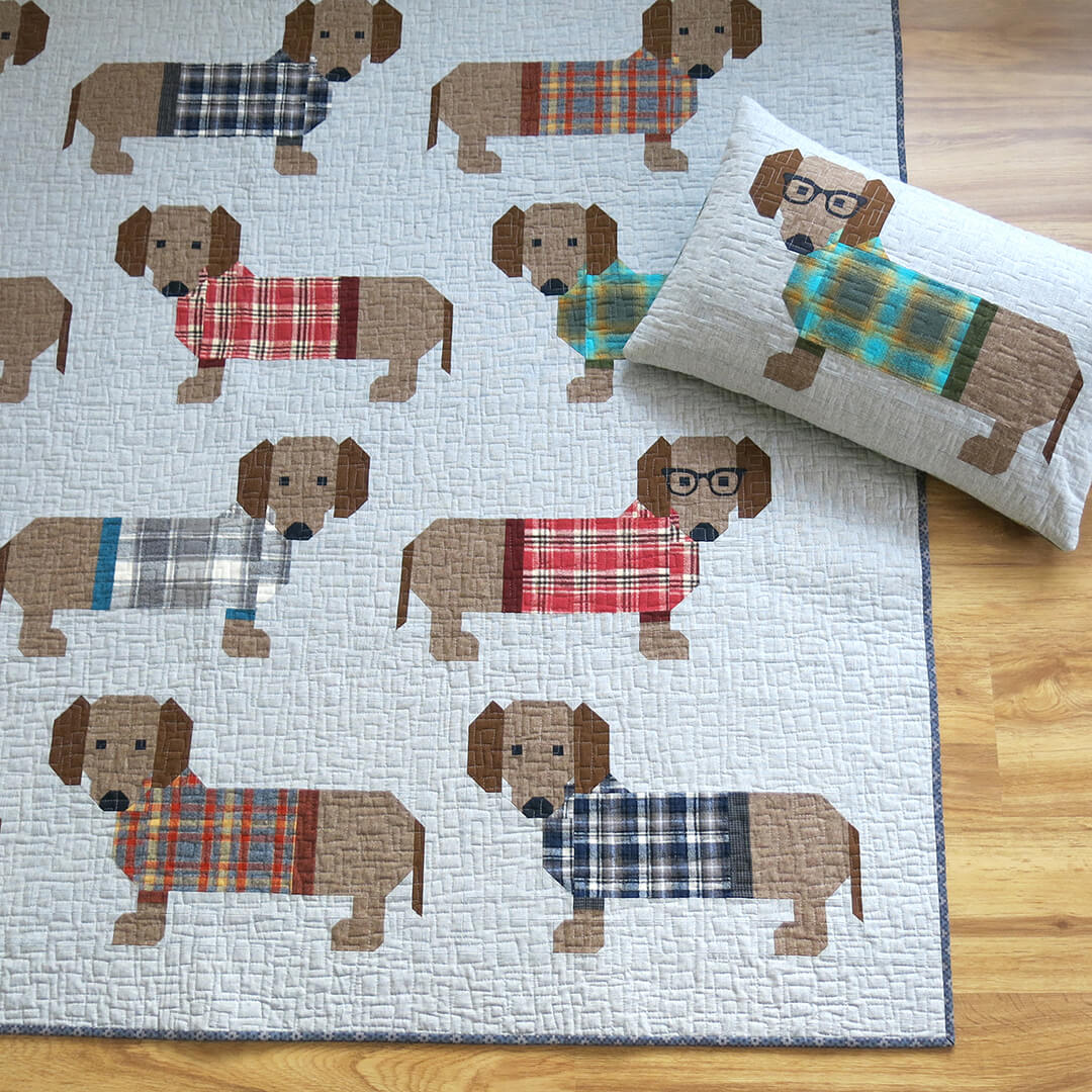 Dogs in Sweaters Quilt and Pillow Pattern - by Elizabeth Hartman