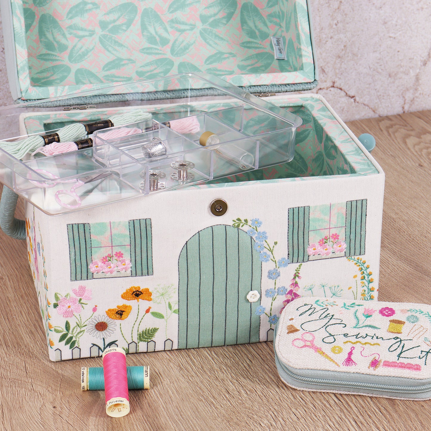 Country Cottage - Embroidered Sewing Box