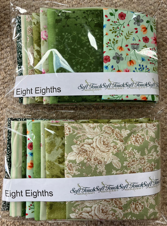 Handmade Fabric Packs - Eight Colour Coordinated Cut Fabric (Known as Eight Eighths) Packs