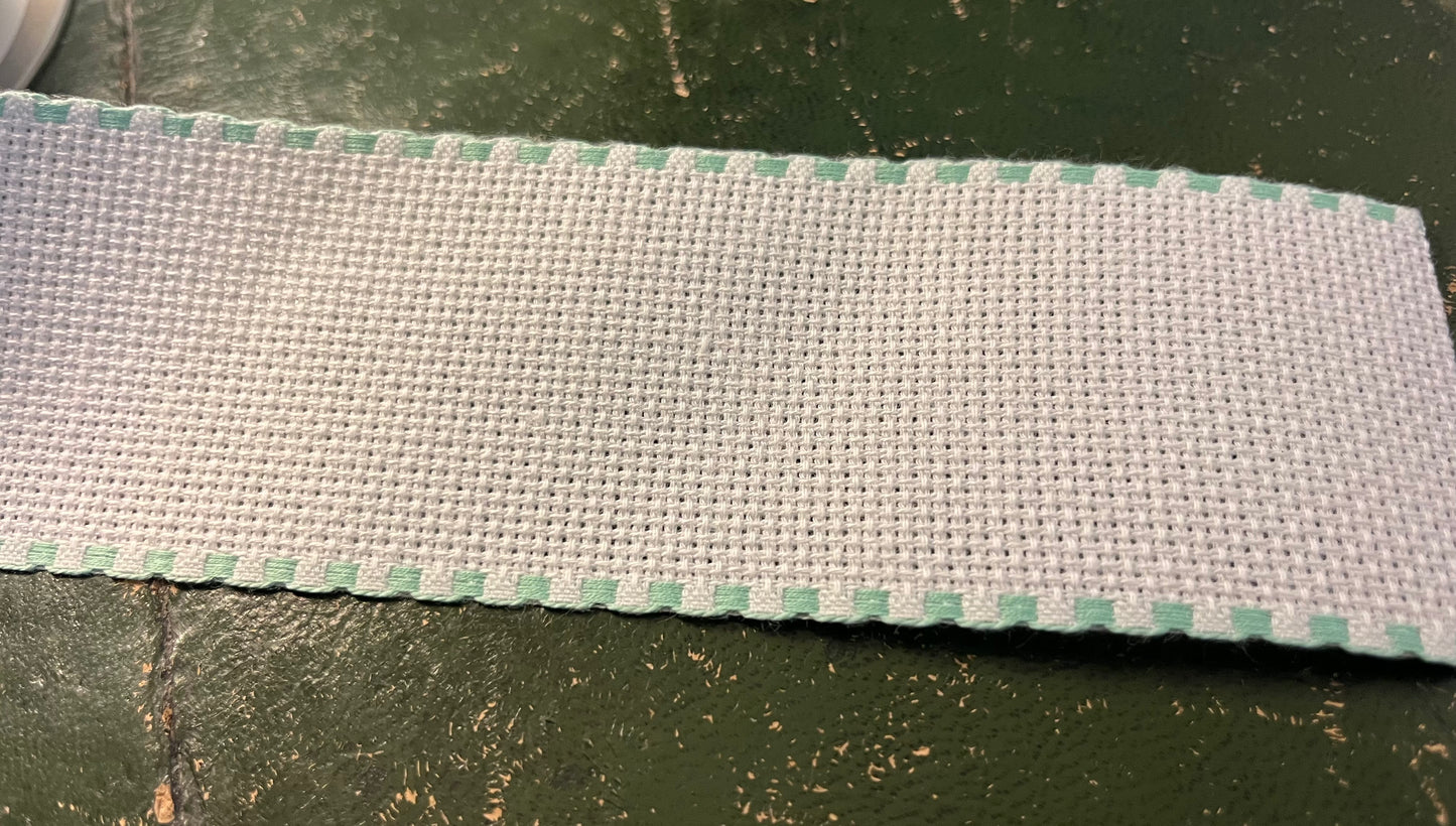 White Aida Band With Coloured Edging - Available By The Metre