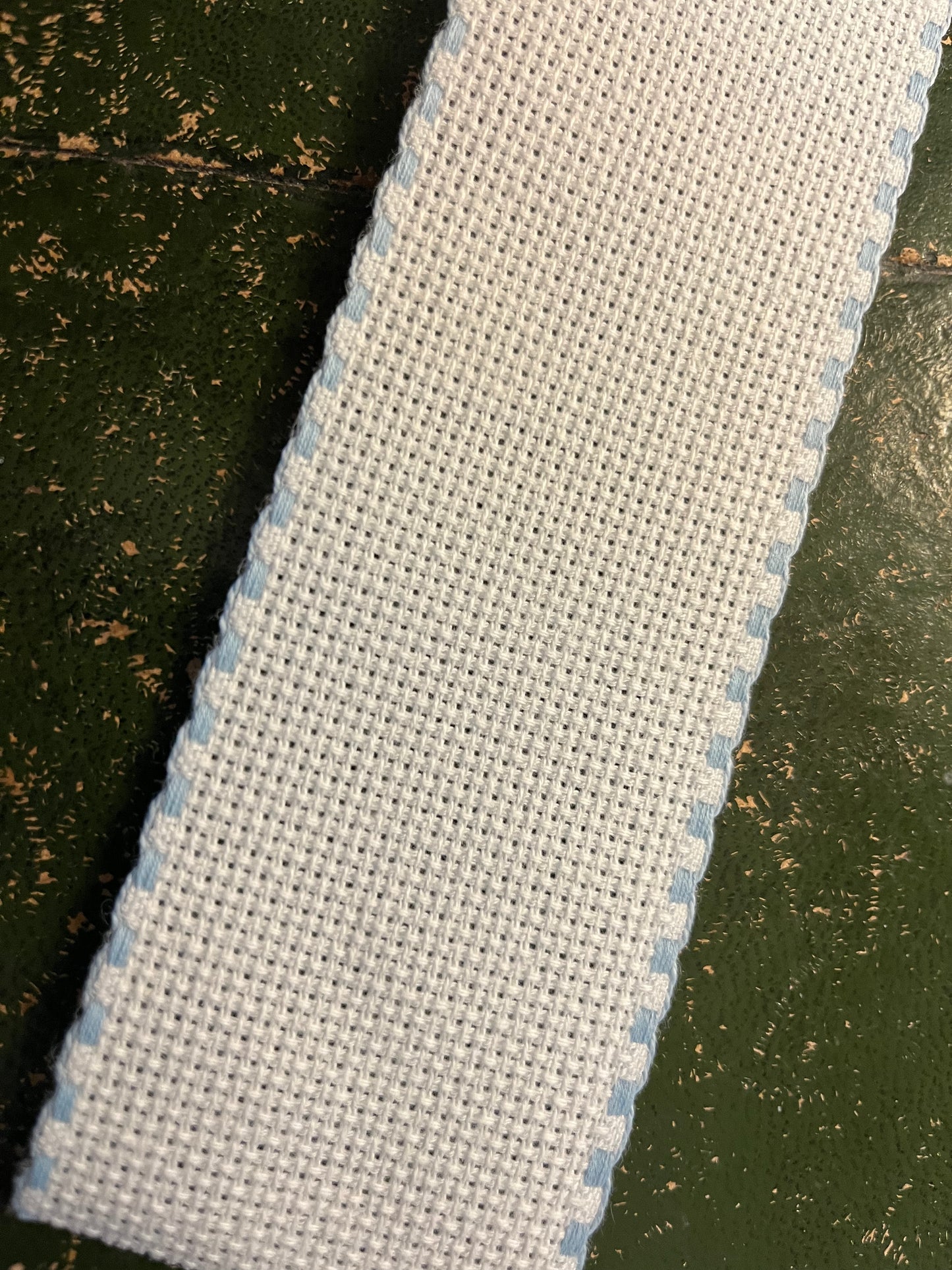 White Aida Band With Coloured Edging - Available By The Metre