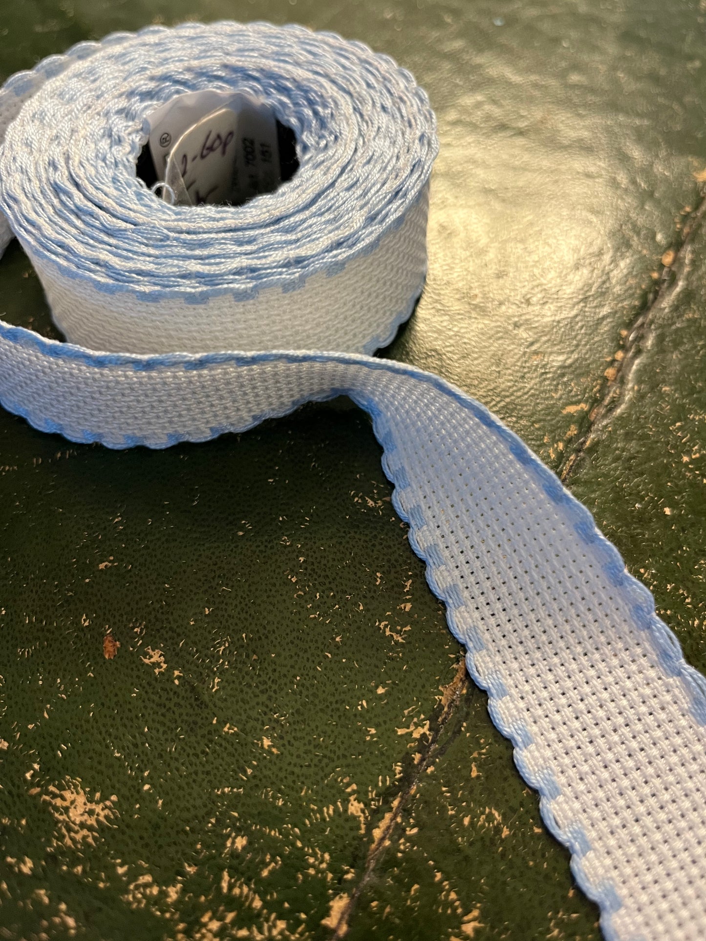 White Aida Band With Coloured Edging - Available By The Metre