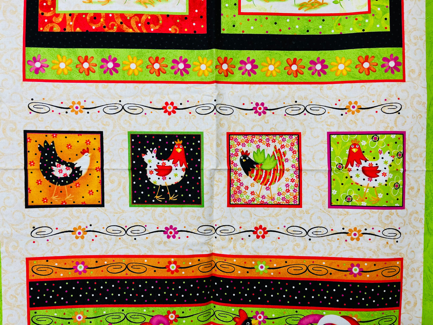 Chicken Roost Childs Cot / Quilt Fabric Panel