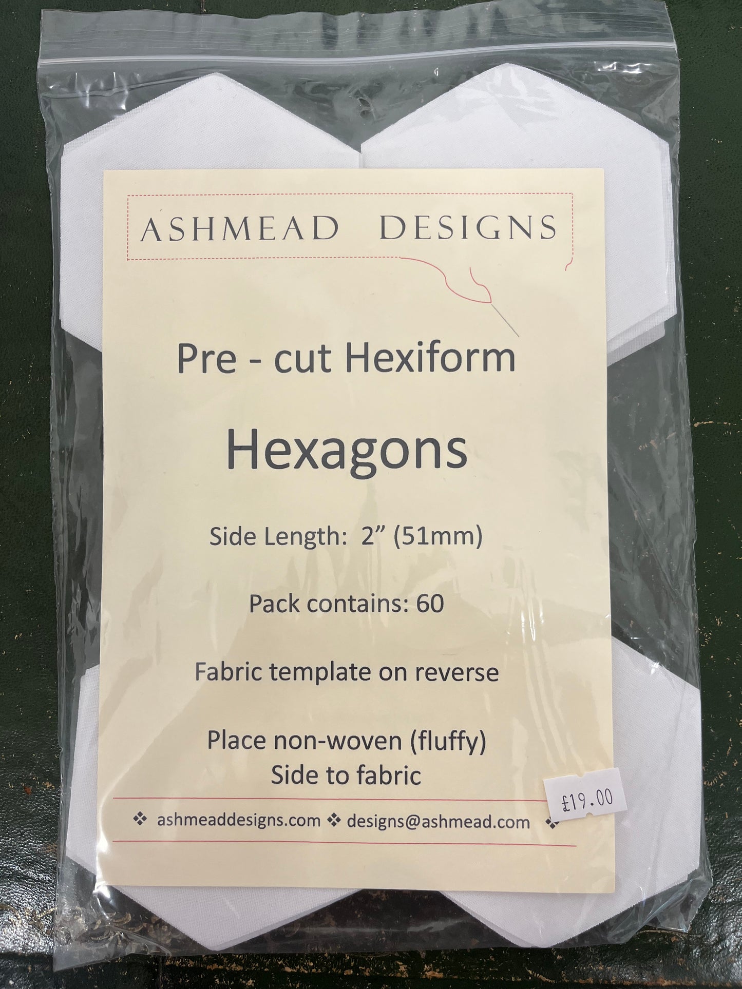 Pre Cut Quilting Hexiform Hexagons - Pack of 60  - 2 inch (51mm)