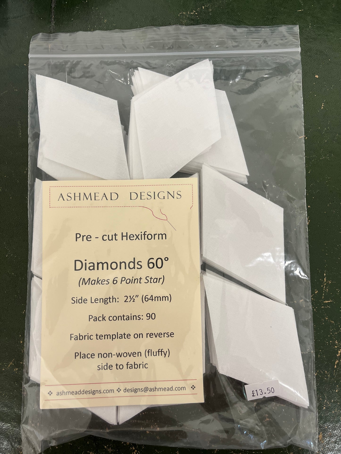 Pre Cut Quilting Hexiform Diamonds - Pack of 90  - 2.5 inch 60 Degree Diamonds