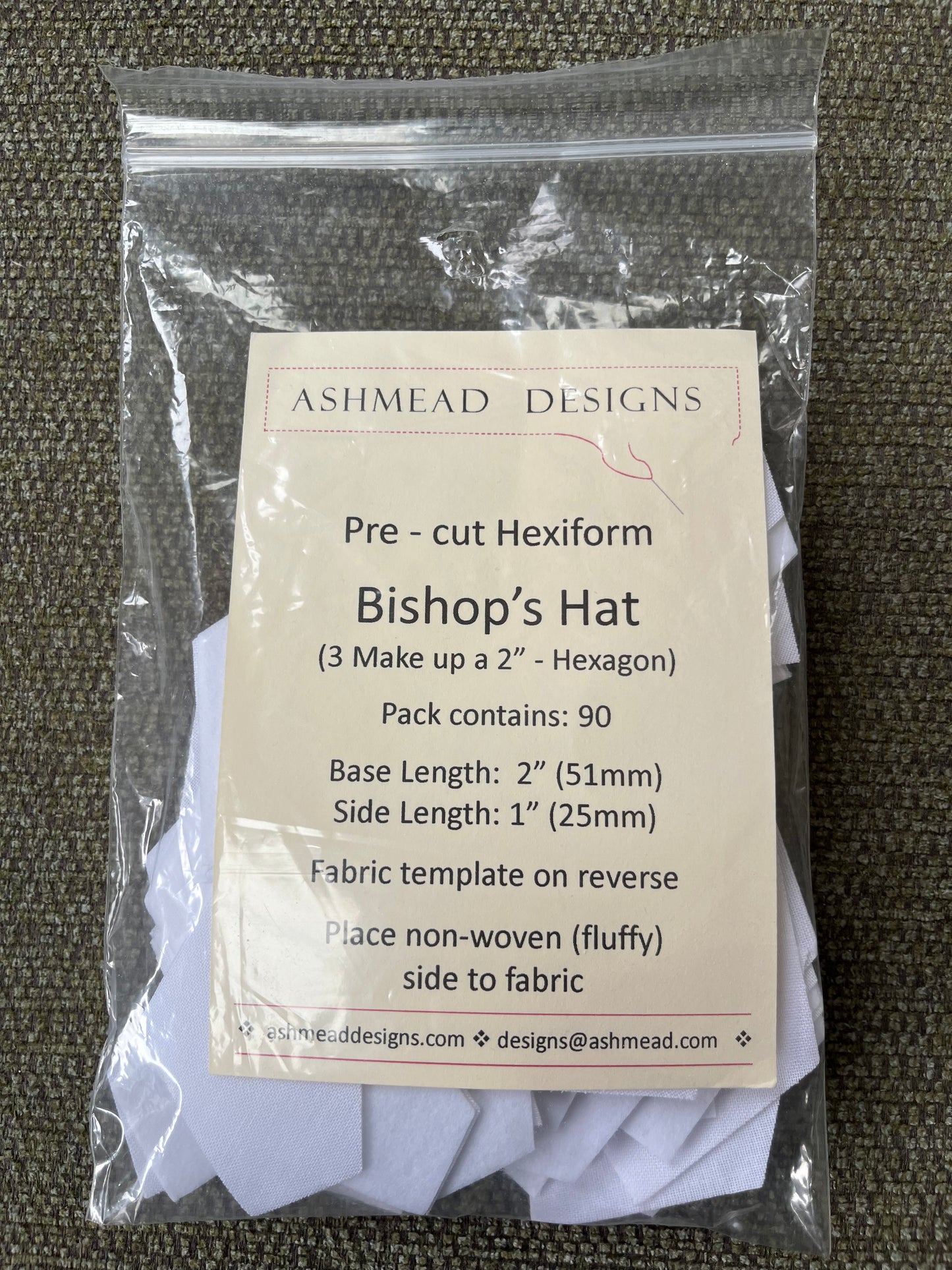 Pre Cut Quilting Hexiform Bishop's Hat - Pack of 90 - for Quilting