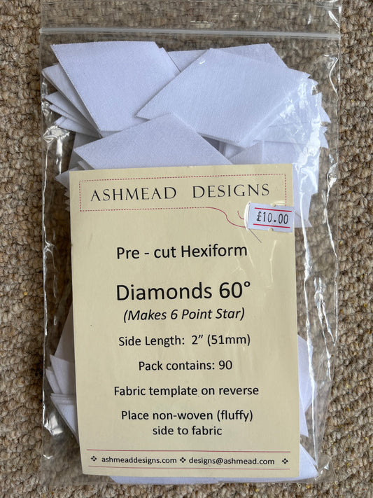 Pre Cut Quilting Hexiform Diamonds - Pack of 90  - 2 inch (51mm)