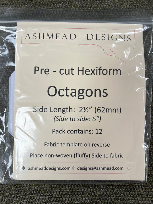 Pre Cut Quilting Hexiform Octagons - Pack of 12  - 2.5 inch (62mm)