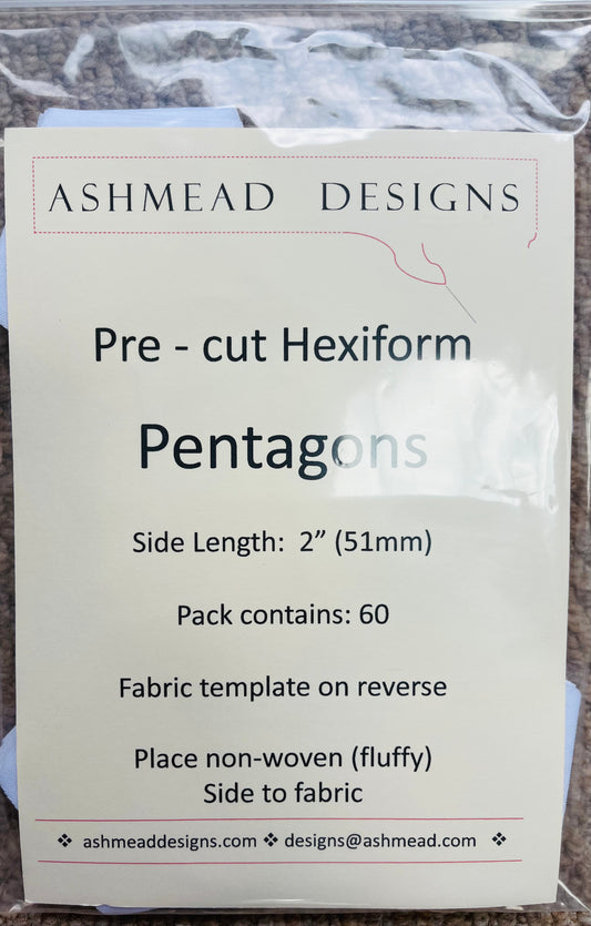Pre Cut Quilting Hexiform Pentagons - Pack of 60  - 2.0 inch (51mm)